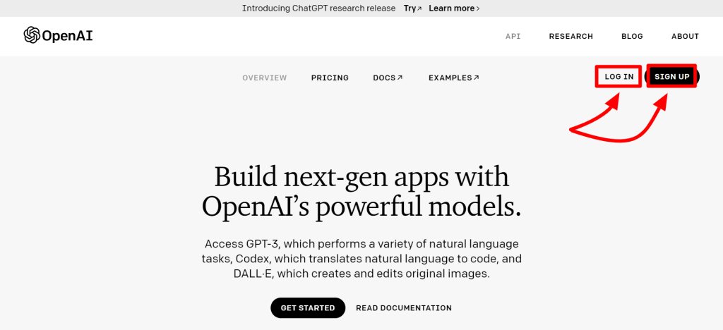 OpenAIのページ